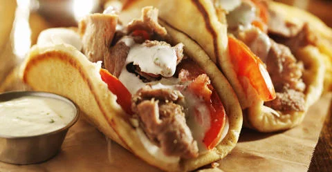 Delicious gyro wraps with tender meat and fresh toppings