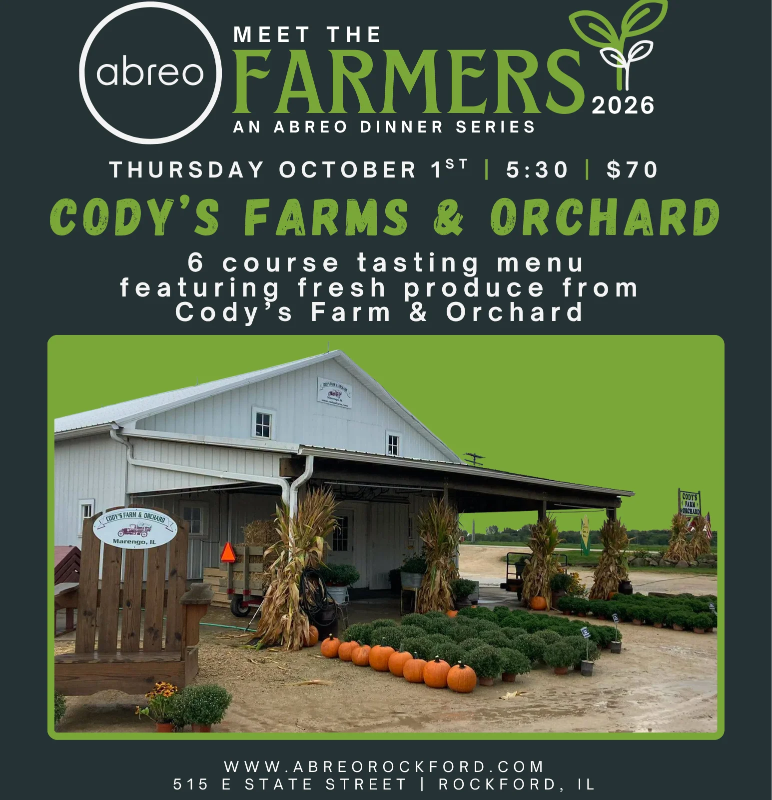 Cody's Farms & Orchard entrance with pumpkins and seasonal decor