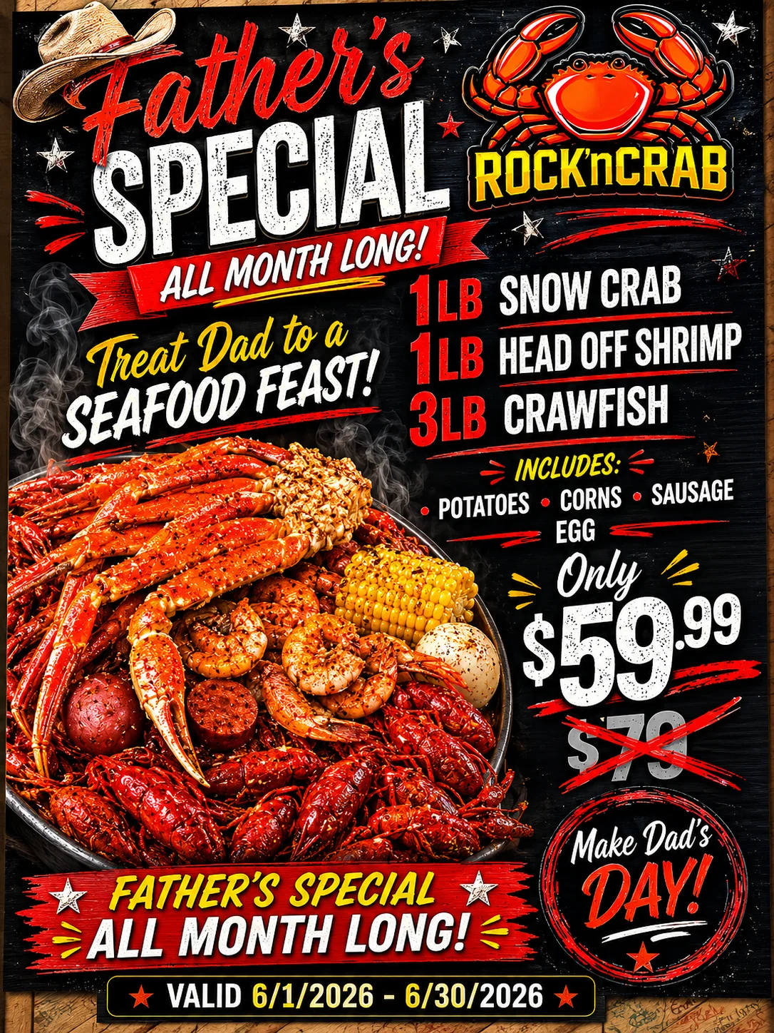 Seafood boil featuring crawfish, snow crab, and shrimp