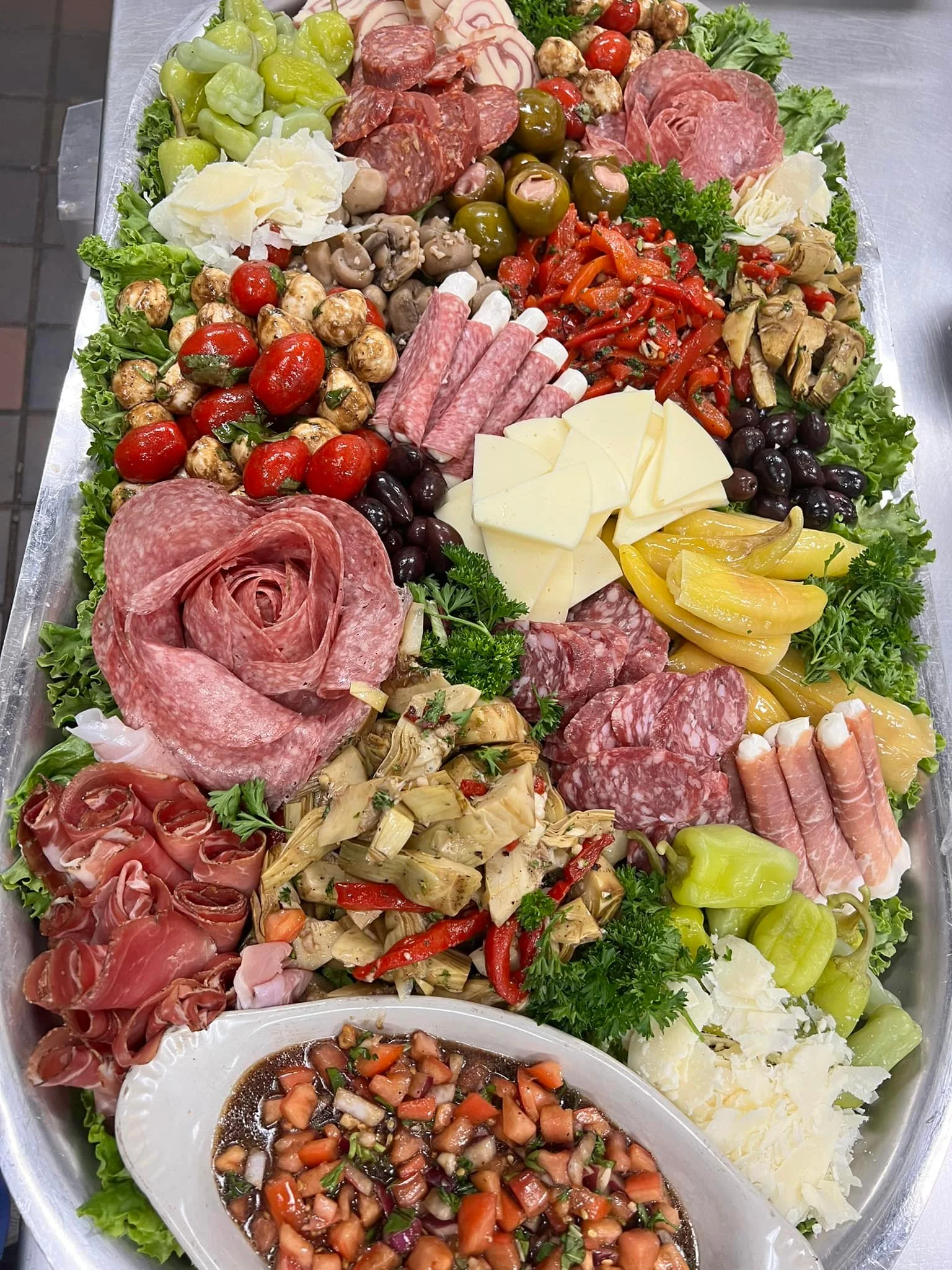 Italian antipasto platter with cured meats and cheeses