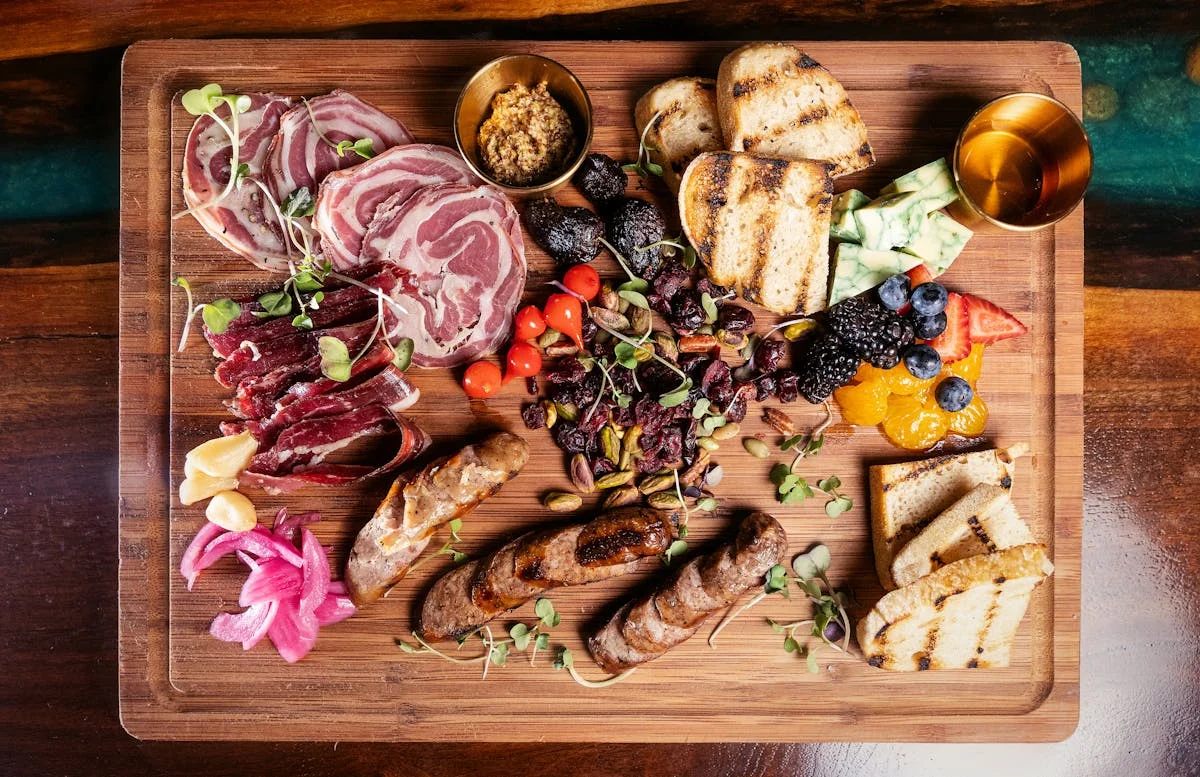 Artisanal charcuterie board with meats and cheeses