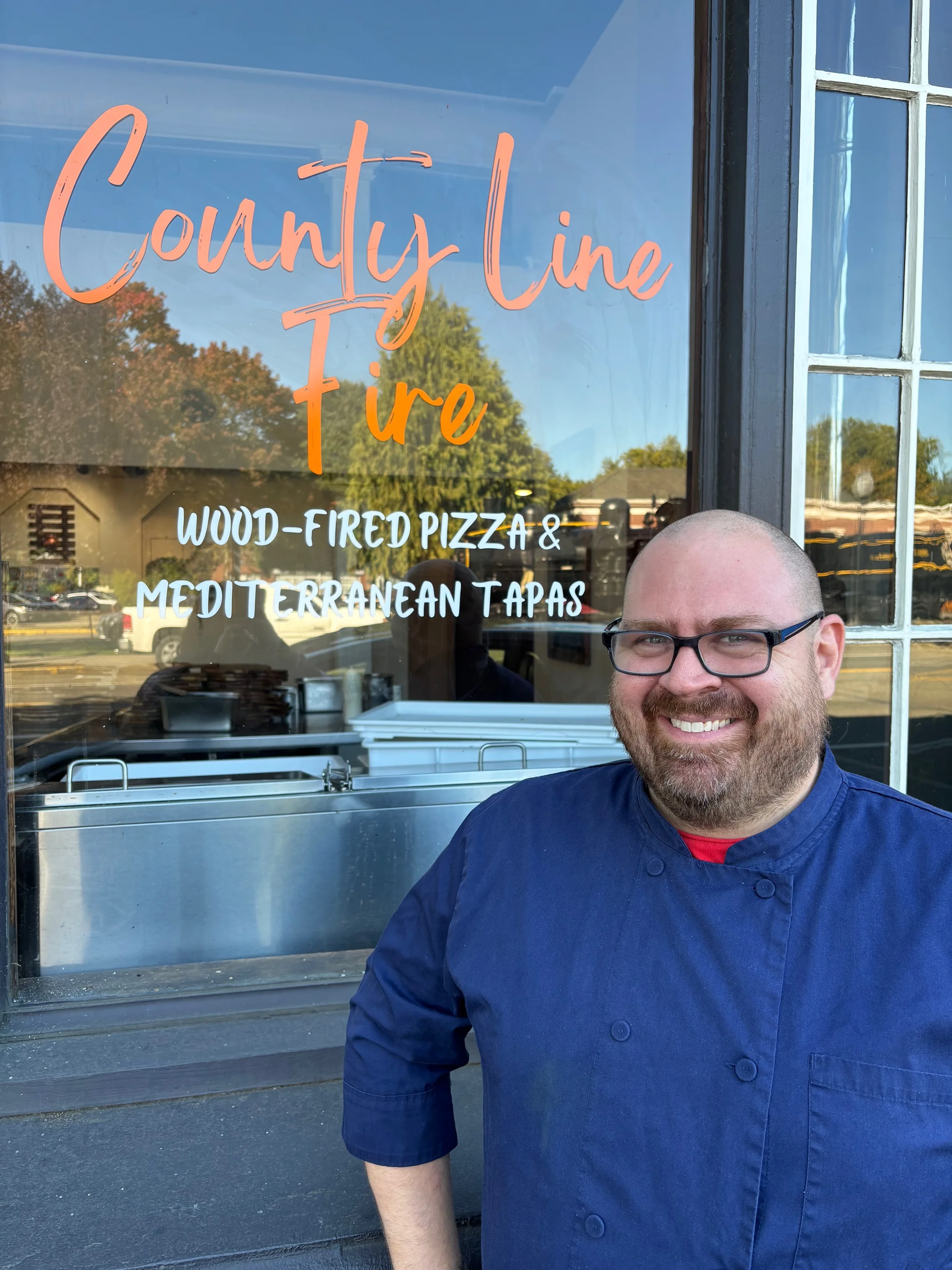 Chef Tobie in front of County Line Fire