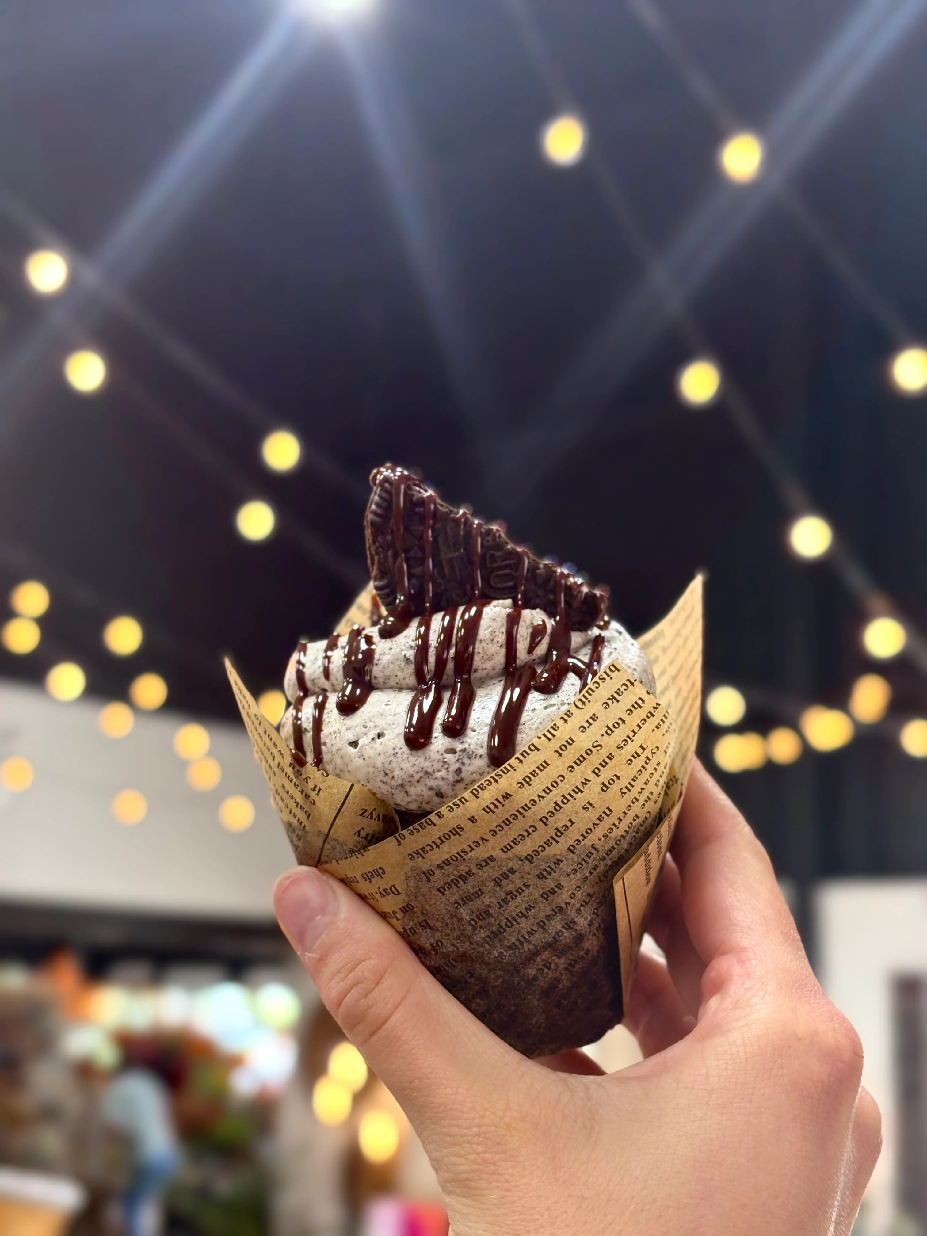 Decadent chocolate cupcake with swirls of frosting