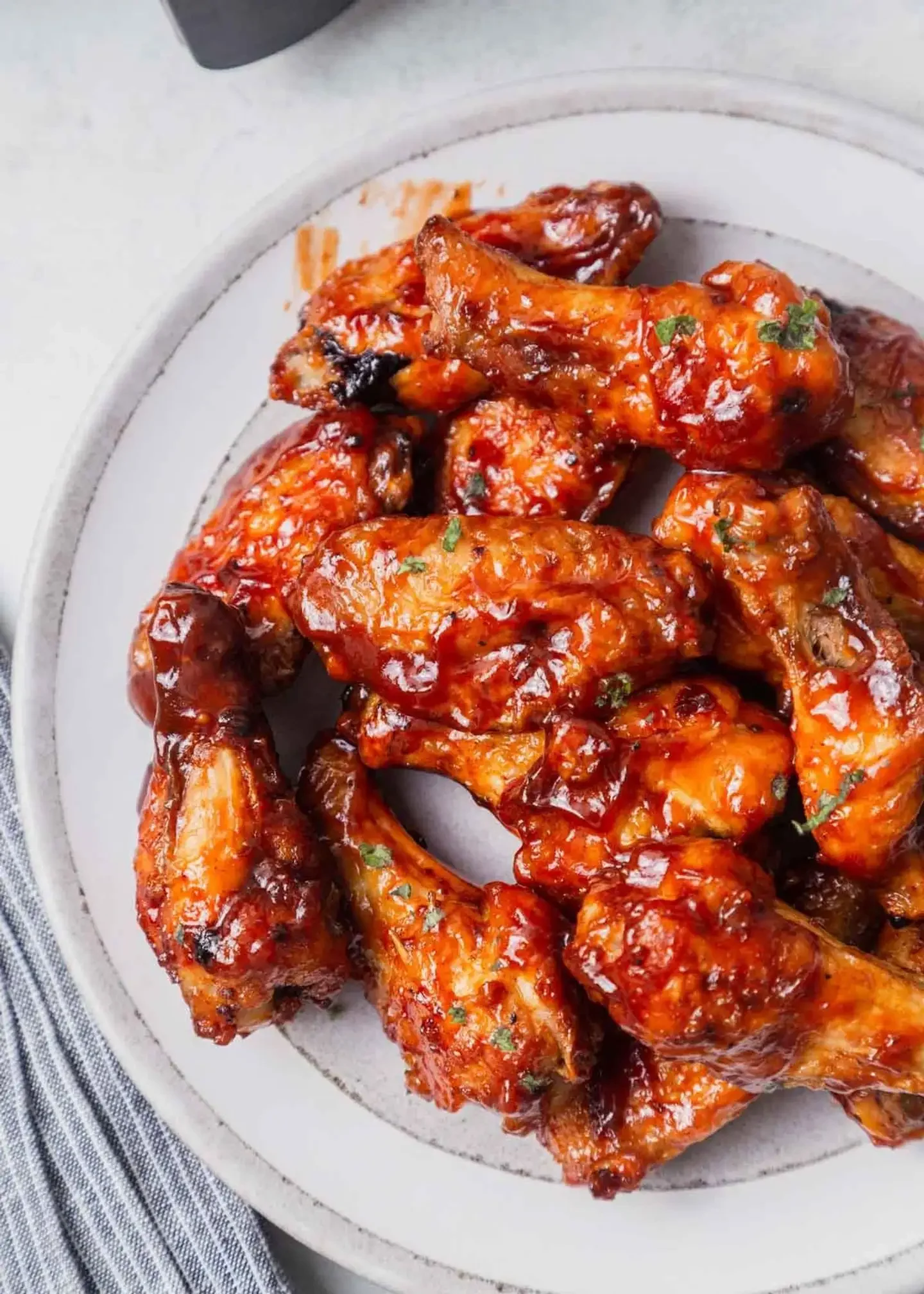 Crispy buffalo chicken wings glazed in spicy sauce