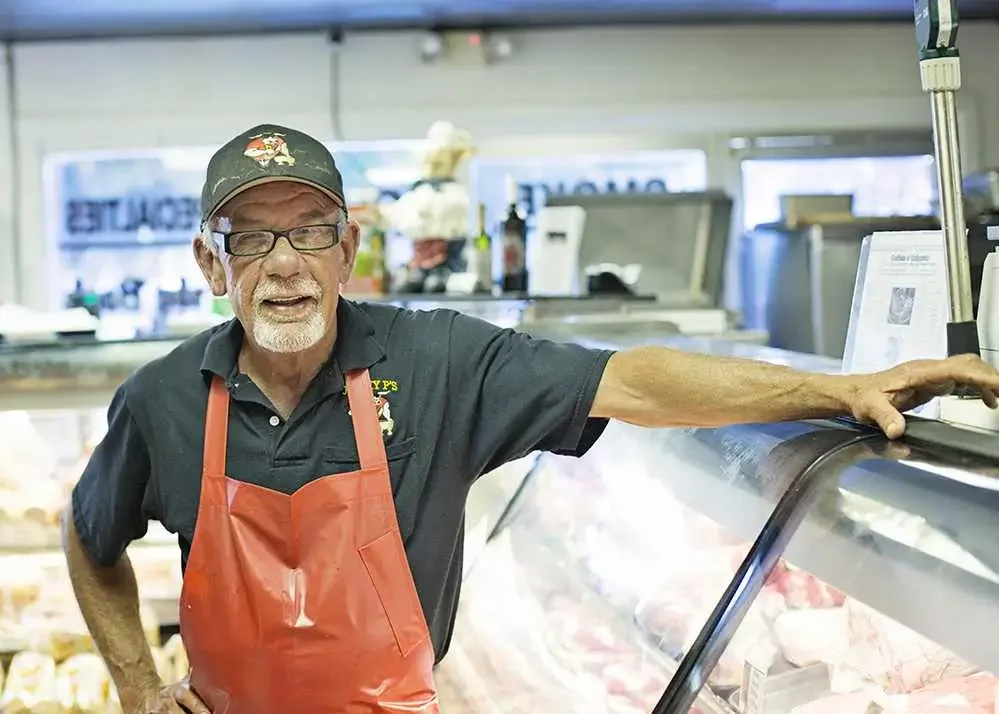 Jim Pepper Sr. at Jimmy P's Butcher Shop