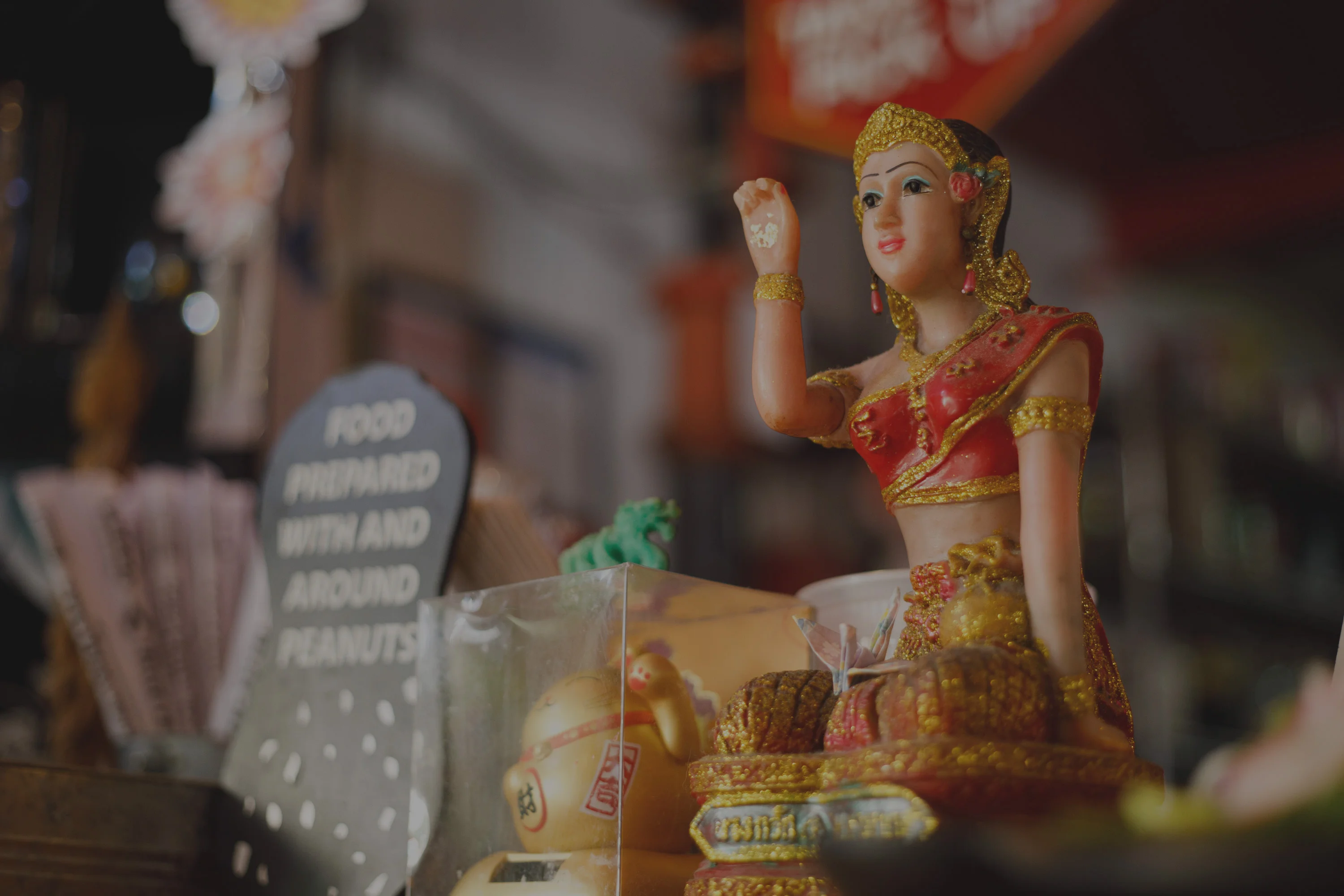 Colorful decorative statue in a restaurant setting