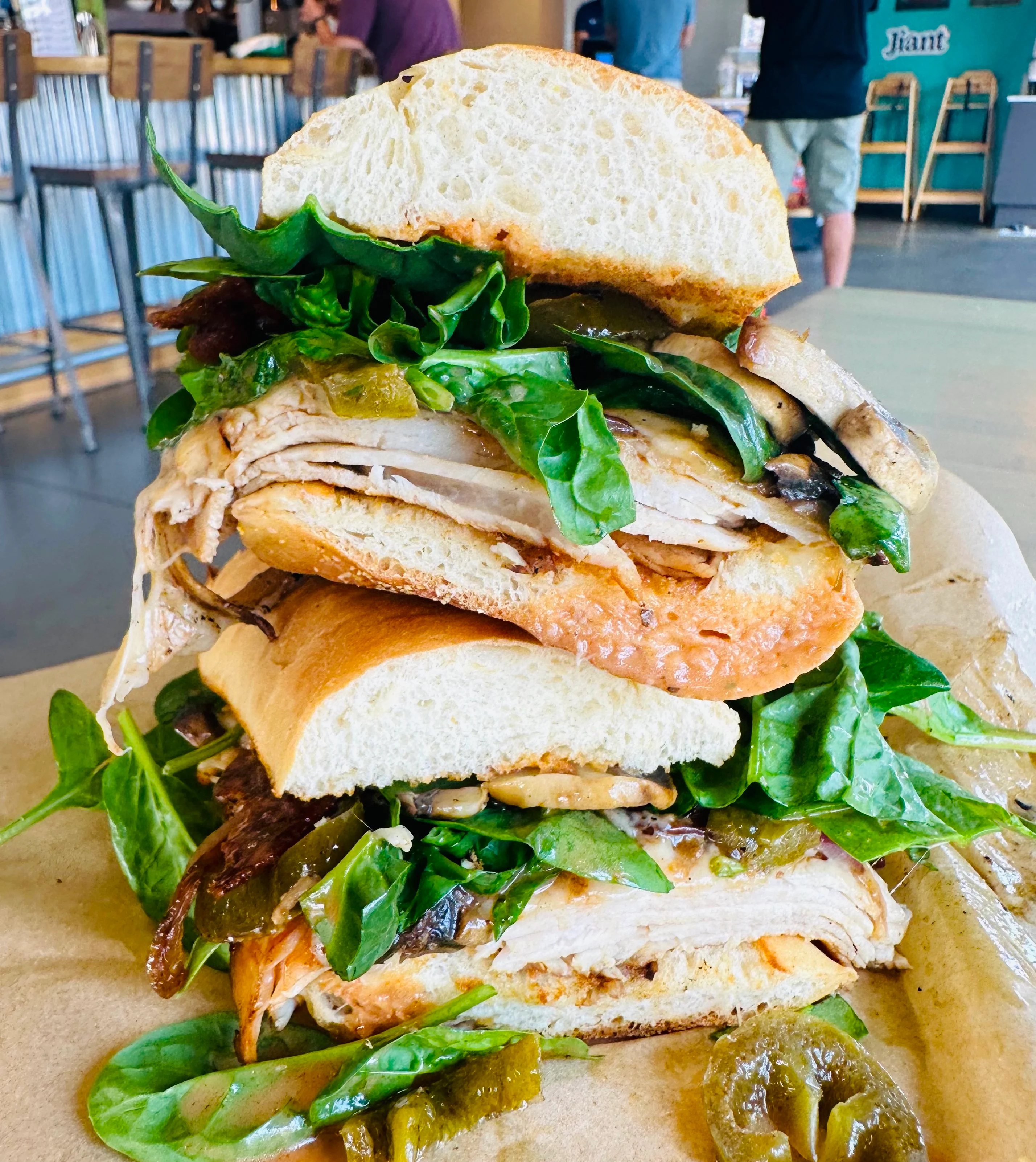 Hearty chicken sandwich with fresh greens