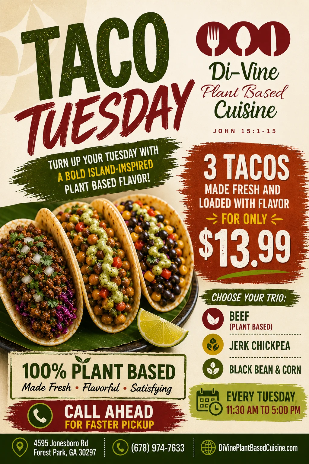 4th anniversary celebration flyer with fresh vegetables and festive design.