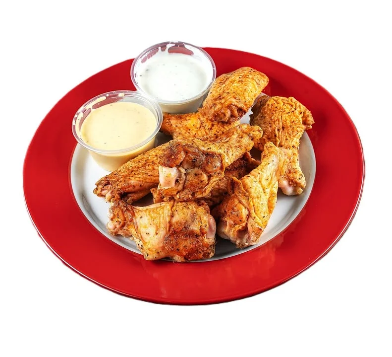 Crispy buffalo chicken wings with dipping sauces