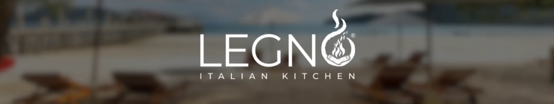 Legno Italian Kitchen logo with beach view