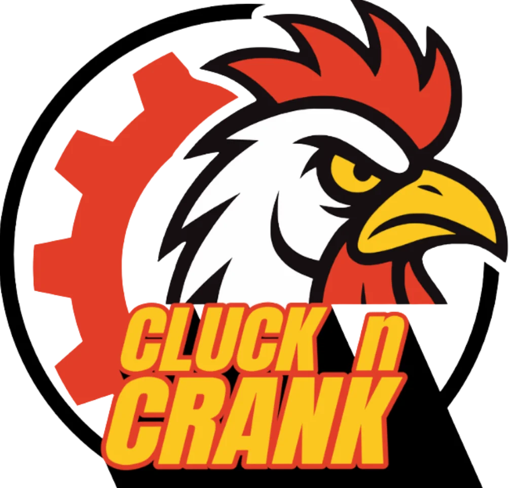 Logo of Cluck n Crank featuring a stylized chicken head