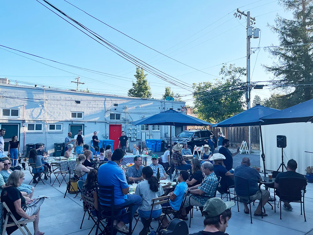 customers sitting on the back patio
