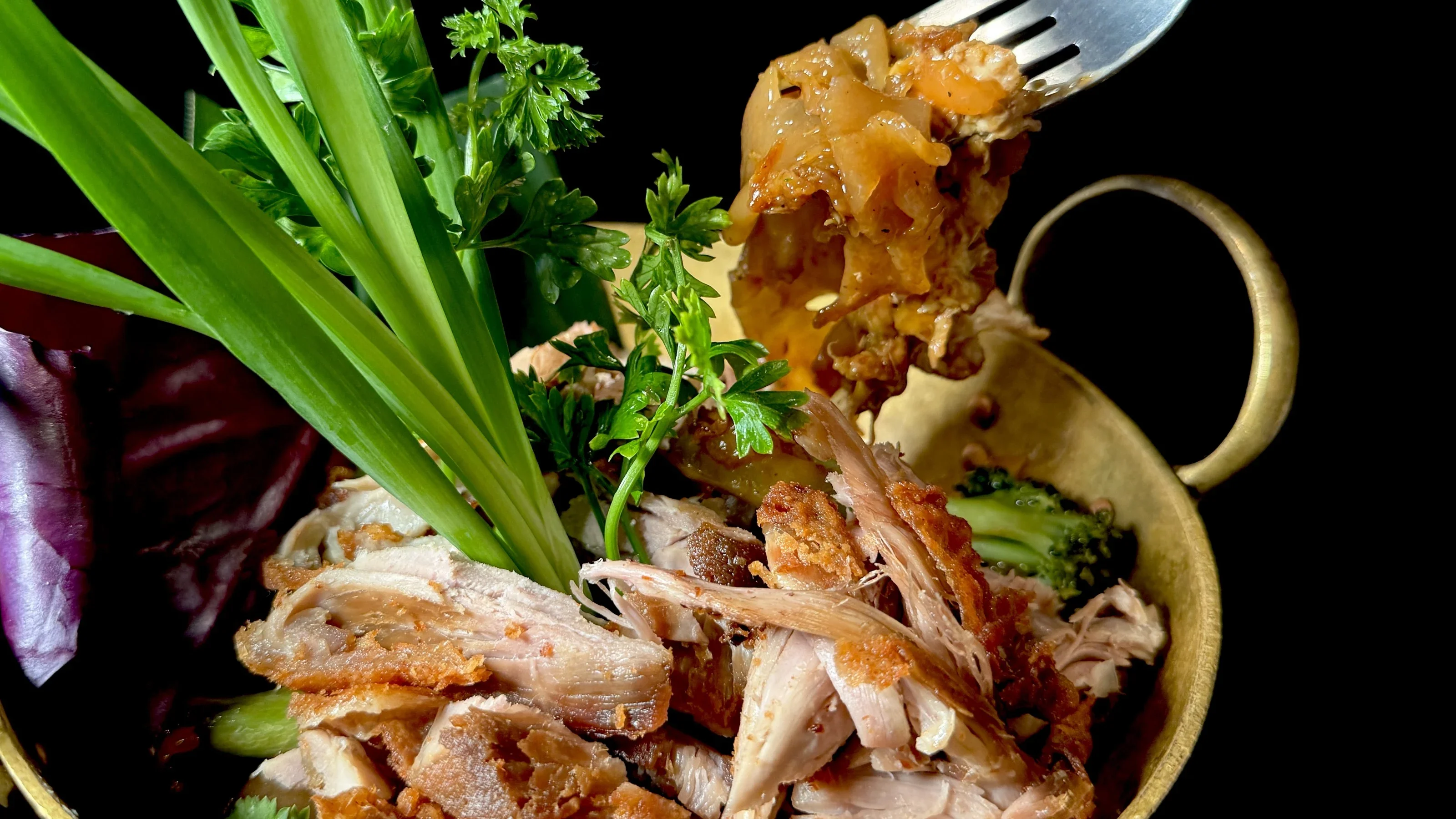 Savory Chinese braised duck served with fresh herbs