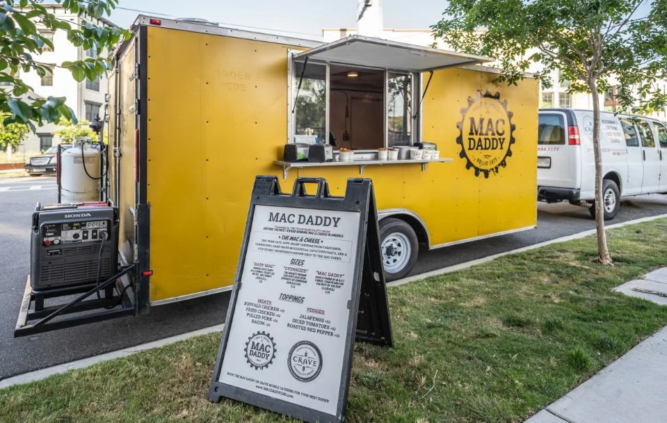 Food truck serving gourmet mac and cheese
