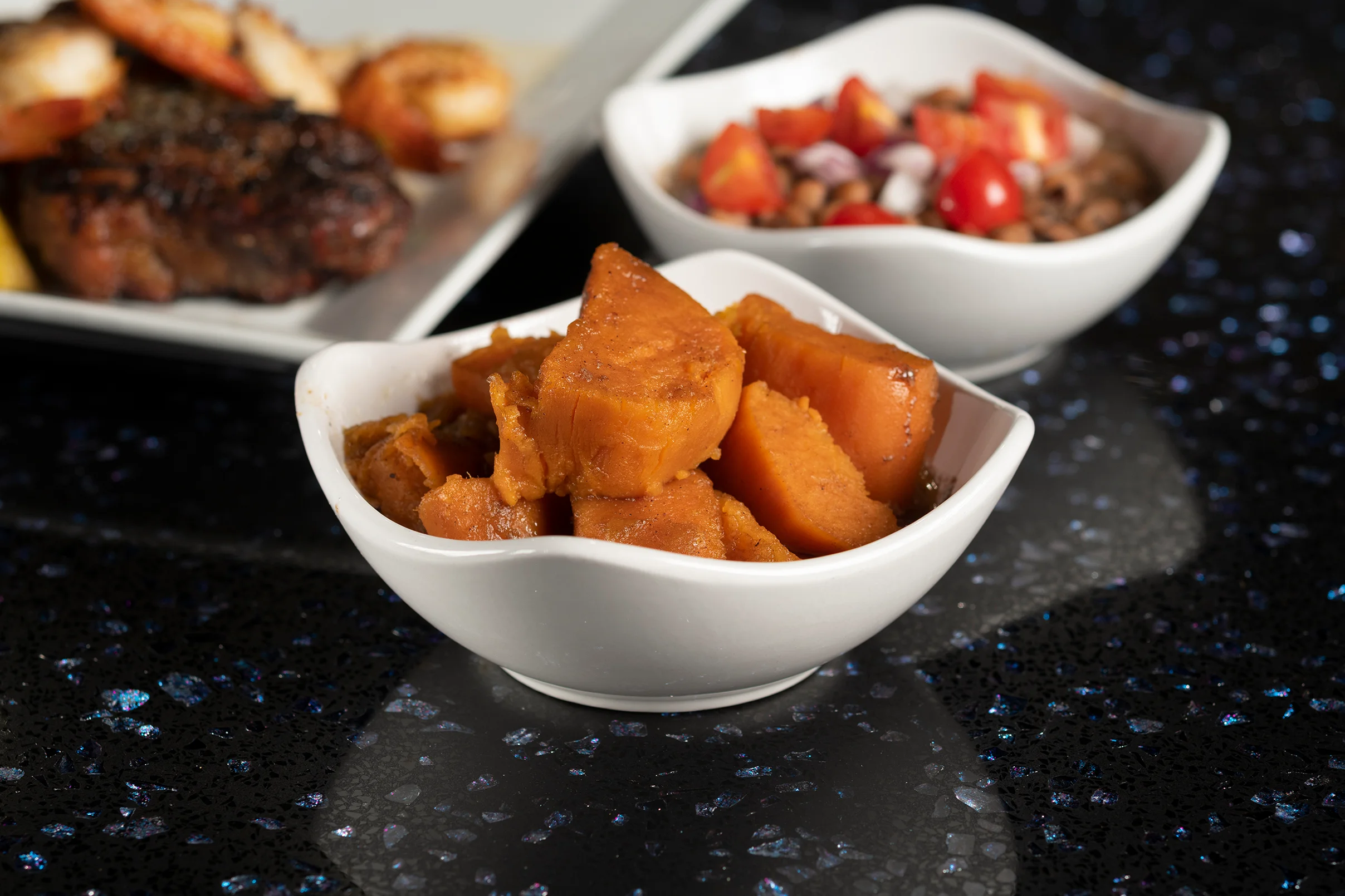 Caribbean sweet potato dish served in a bowl