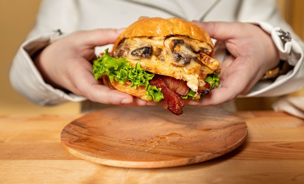Chicken Bacon Mushroom Melt at Goose Feathers Cafe & Bakery