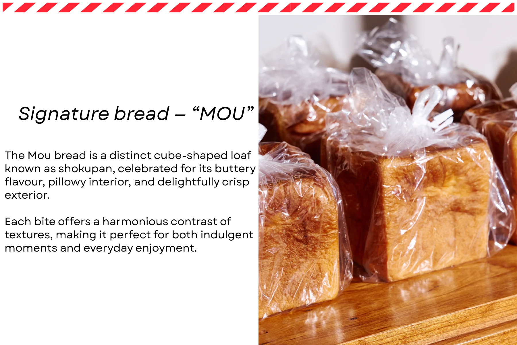 Japanese shokupan bread loaves wrapped in plastic