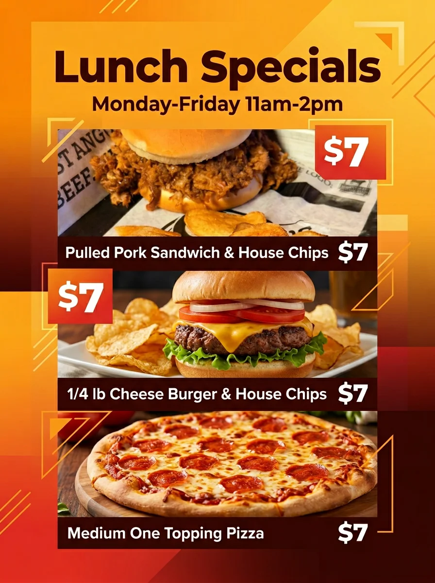 Lunch specials menu featuring various delicious dishes.