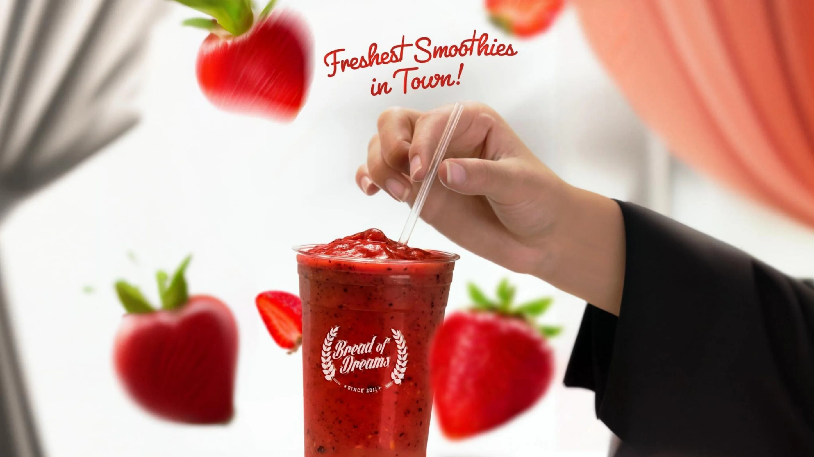 Natural Smoothie with freshly squeezed orange juice and real fruits