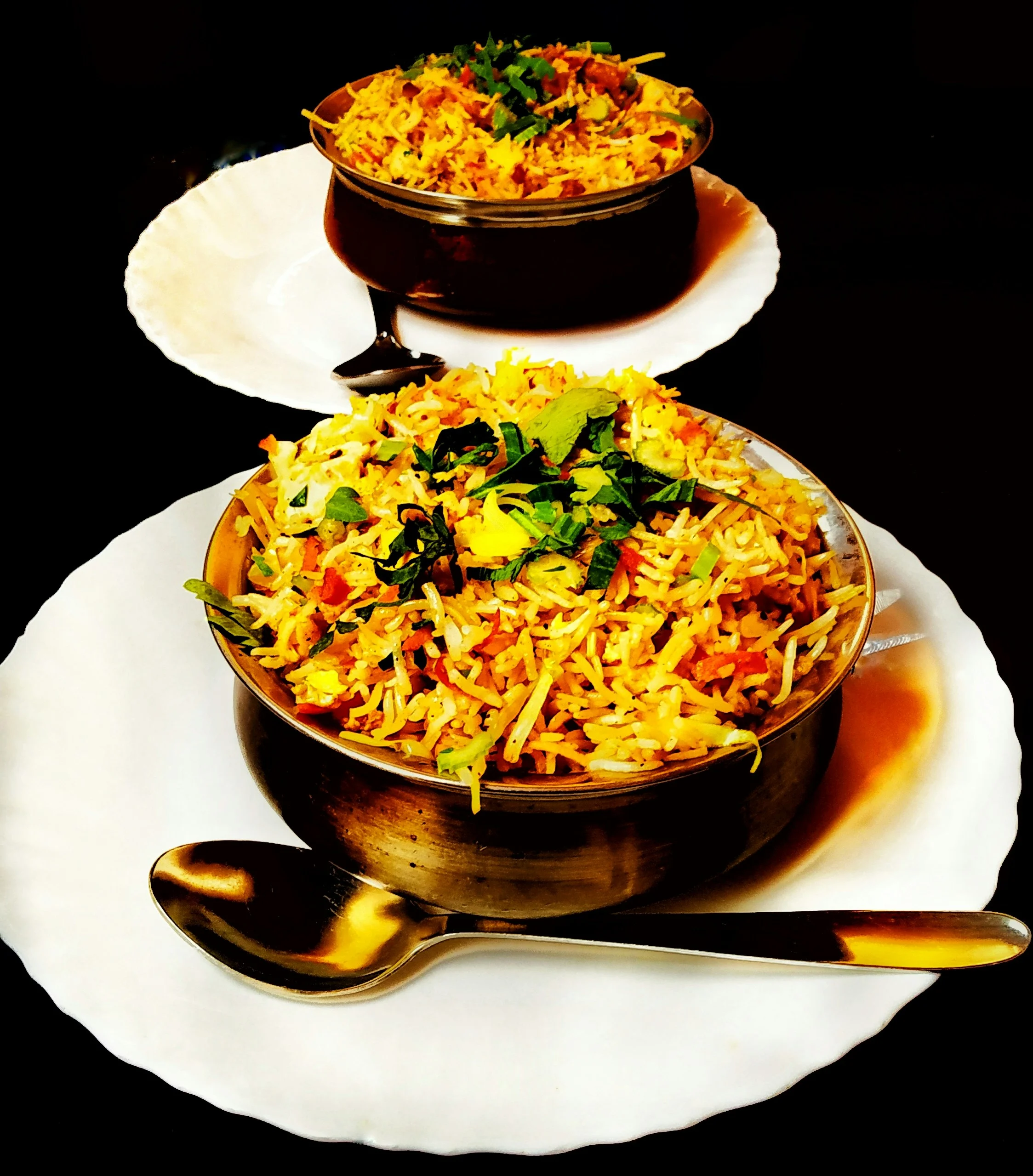Authentic Indian biryani served in traditional bowls