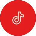 TikTok logo on a red background