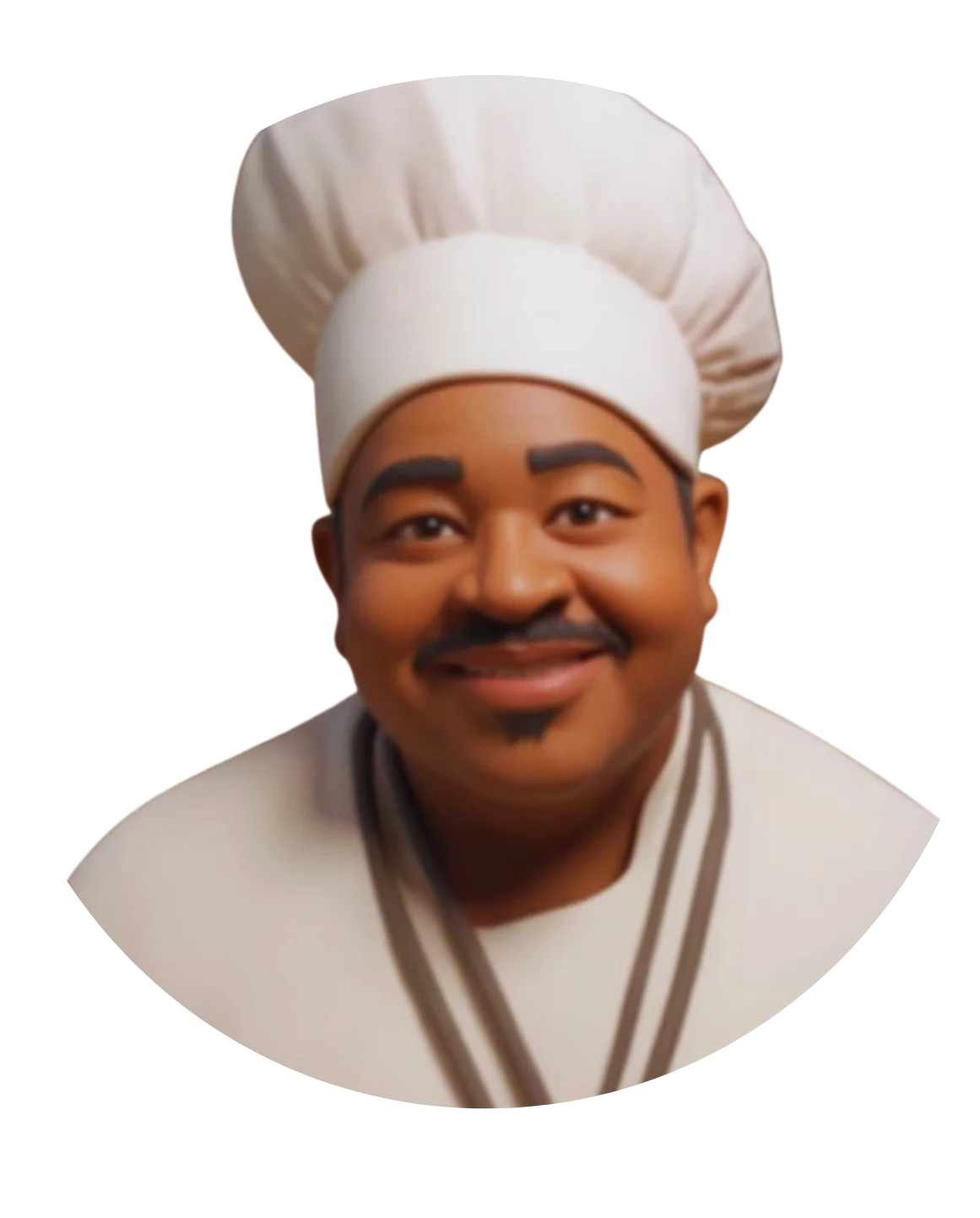 Animated chef character with a medal and chef hat