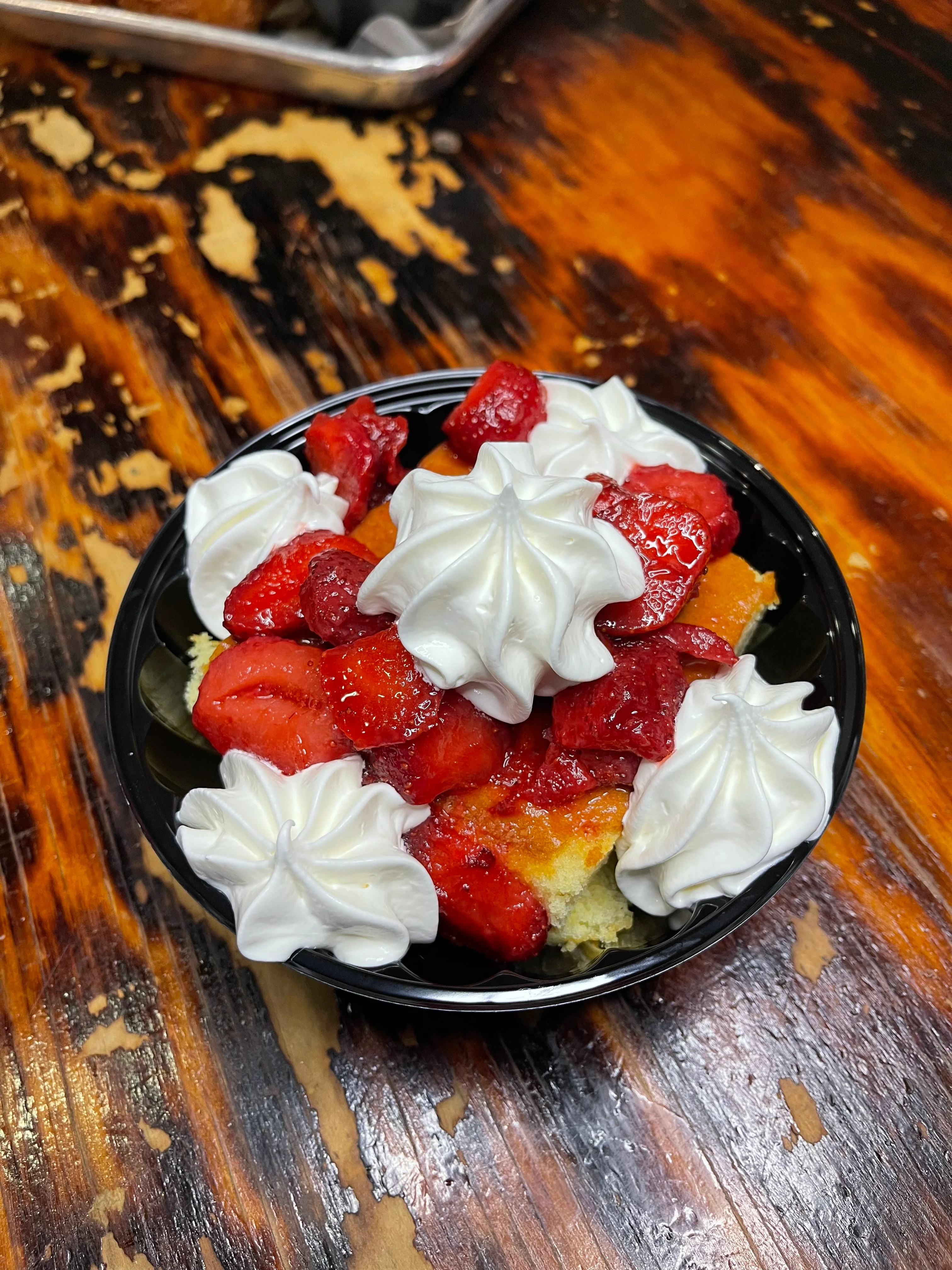 Delicious strawberry shortcake with whipped cream