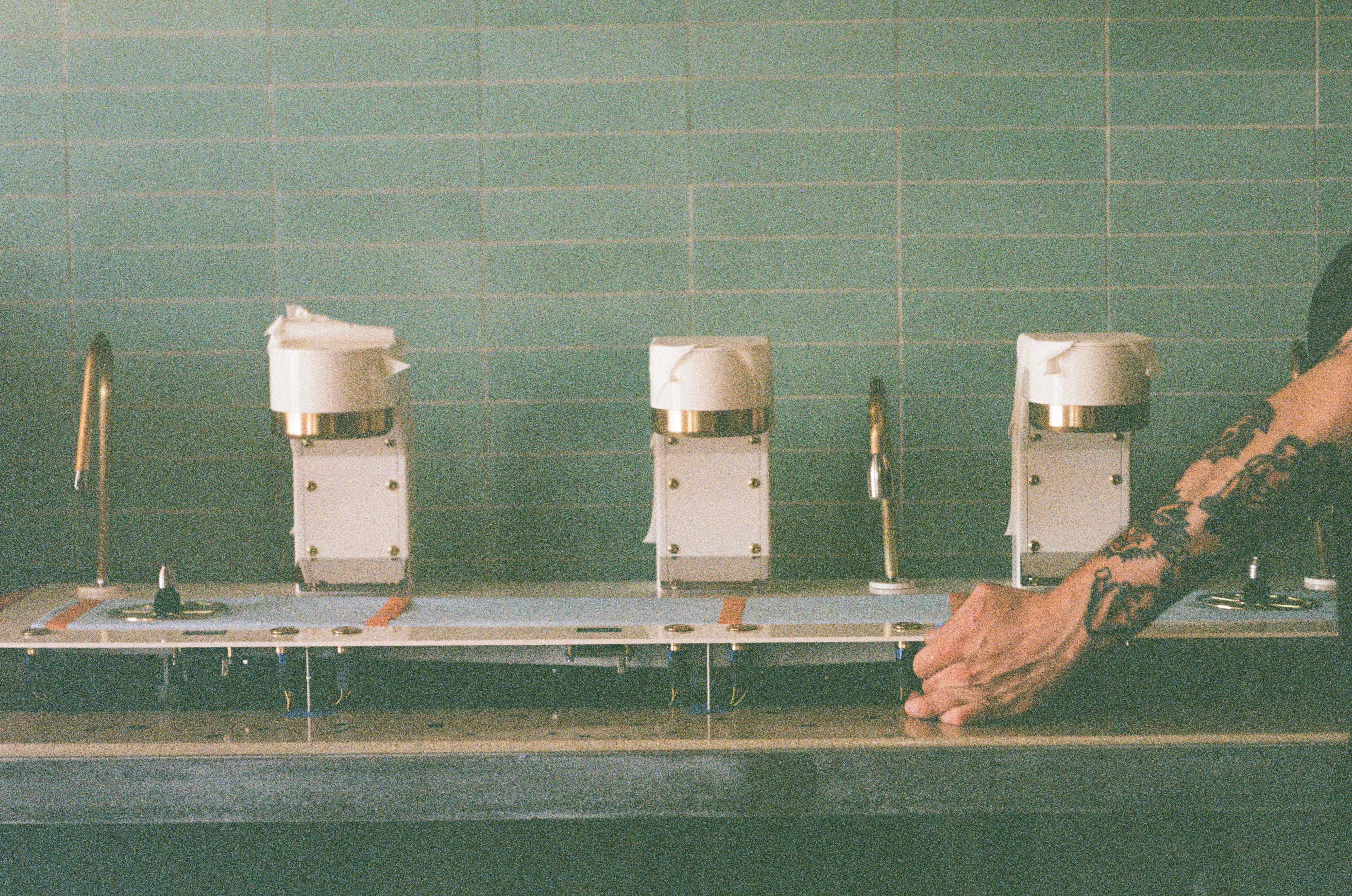 Chef assembling kitchen equipment in a modern restaurant