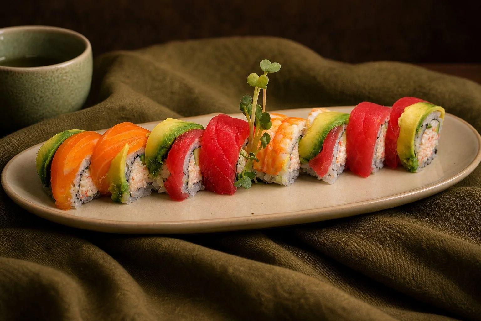 Fresh sushi rolls and nigiri from Genkis Sushi in West Dallas