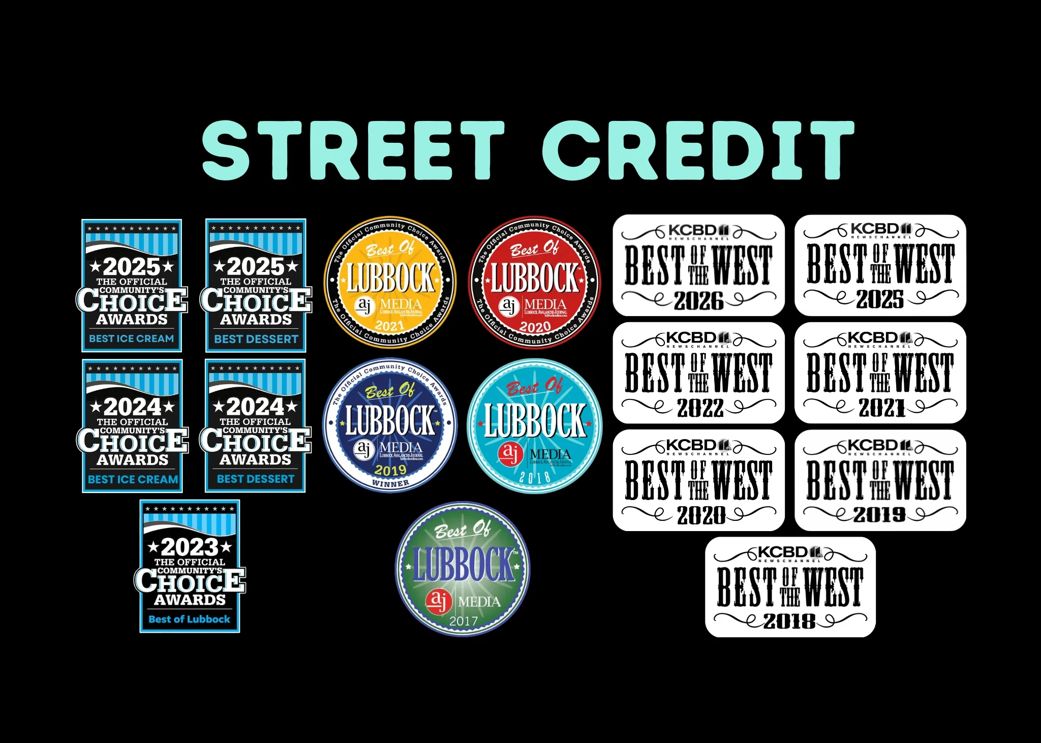 Collection of restaurant awards and accolades for community choice