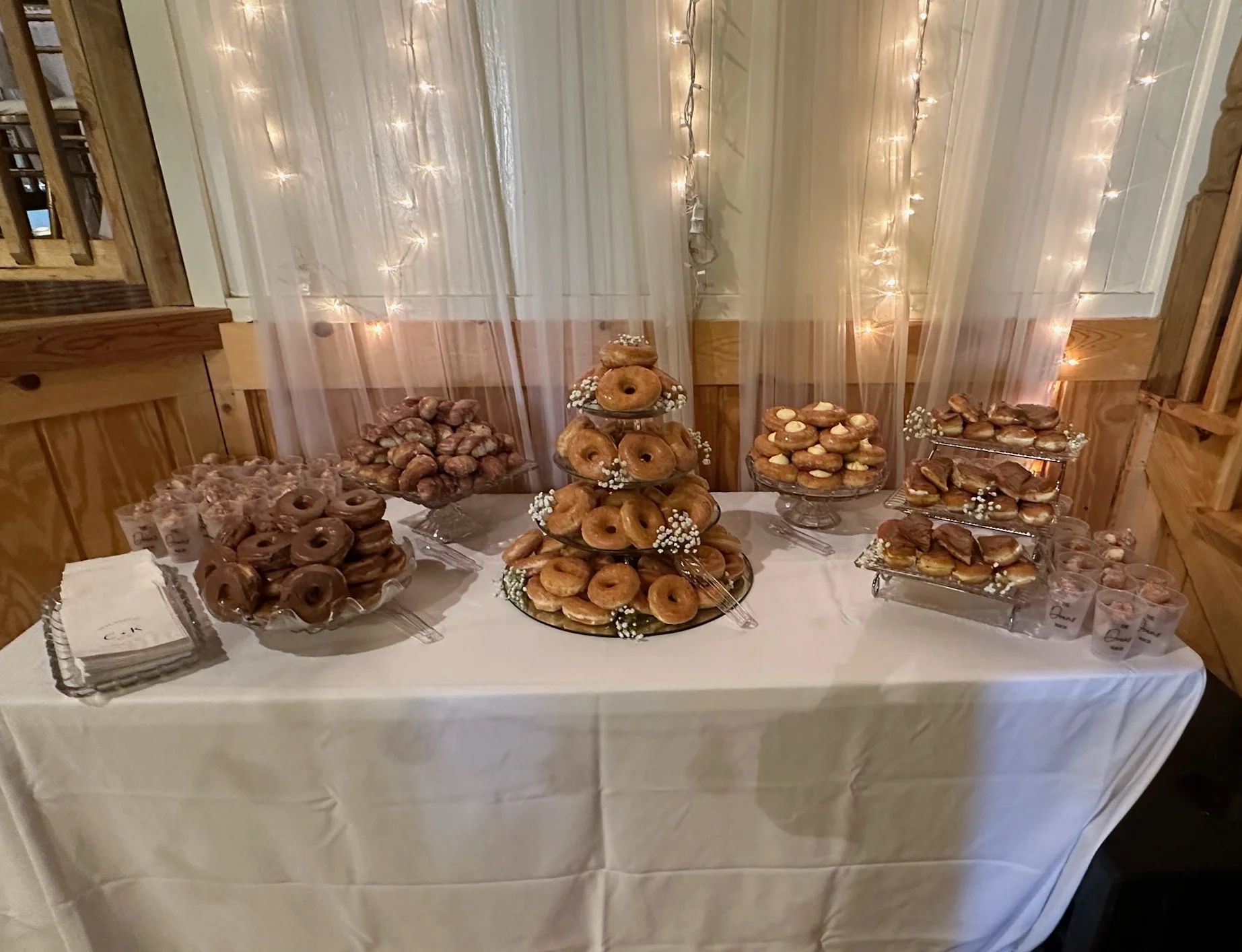 Assorted donuts displayed elegantly for a celebration
