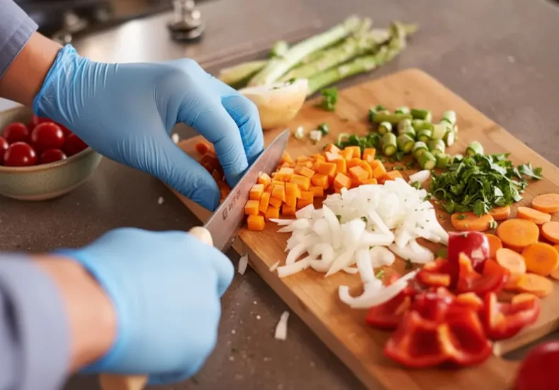 Chef preparing fresh vegetables for a healthy dish
