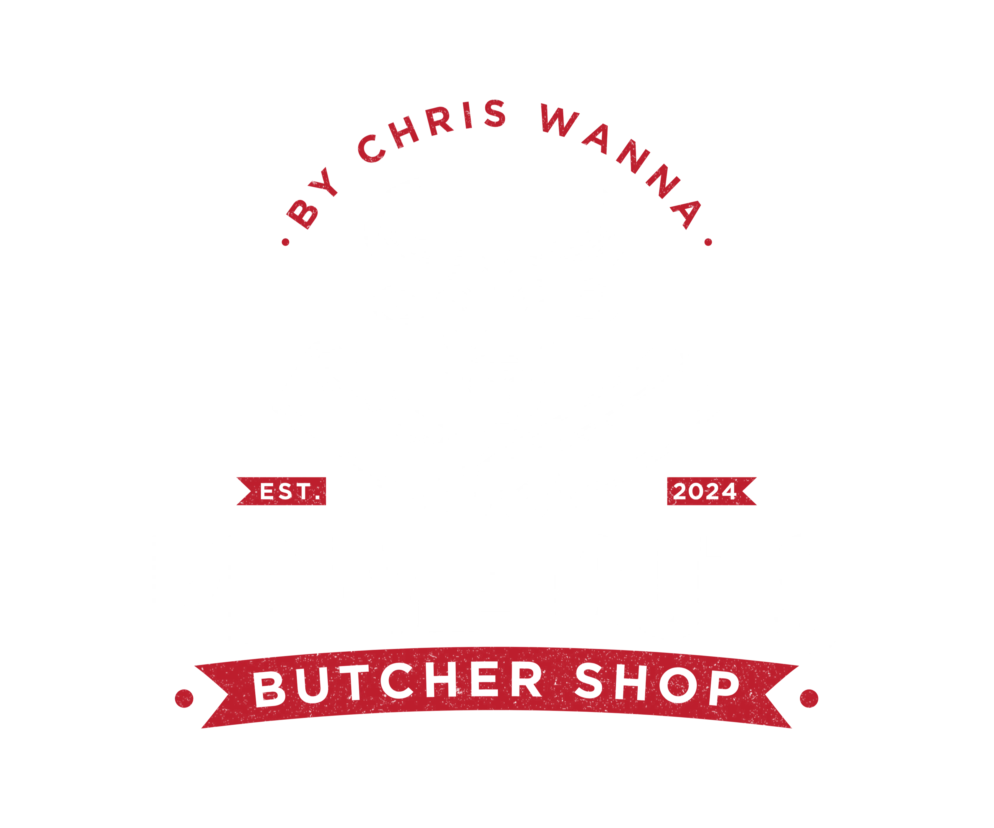 Logo for Prime Cuts Butcher Shop featuring a cow and cleavers