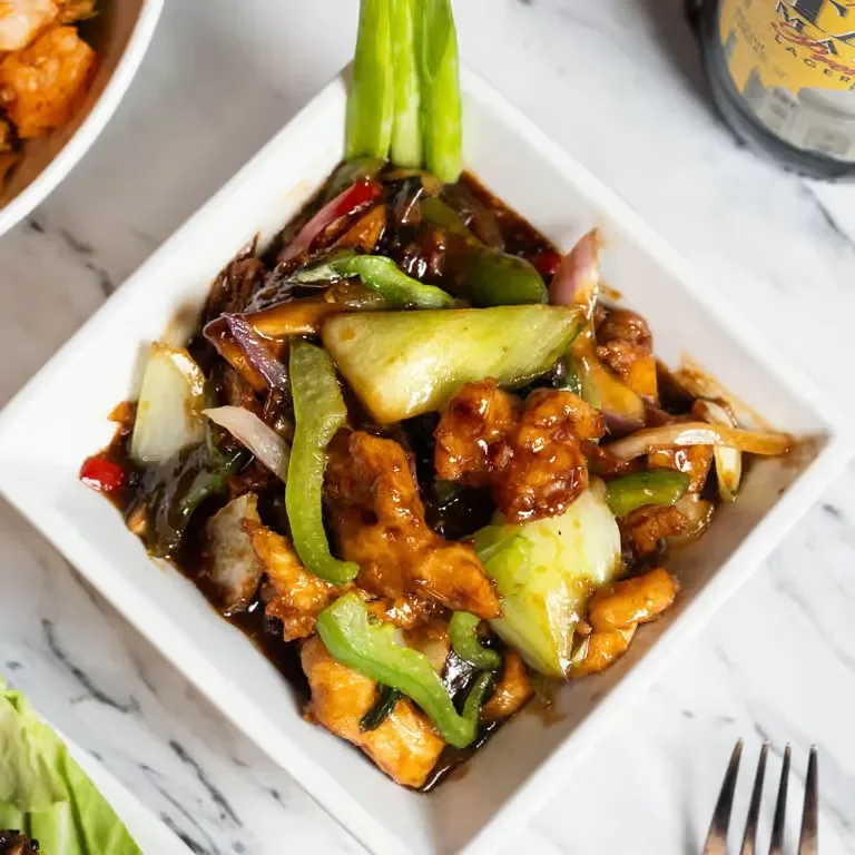 Chinese sweet and sour chicken with vegetables