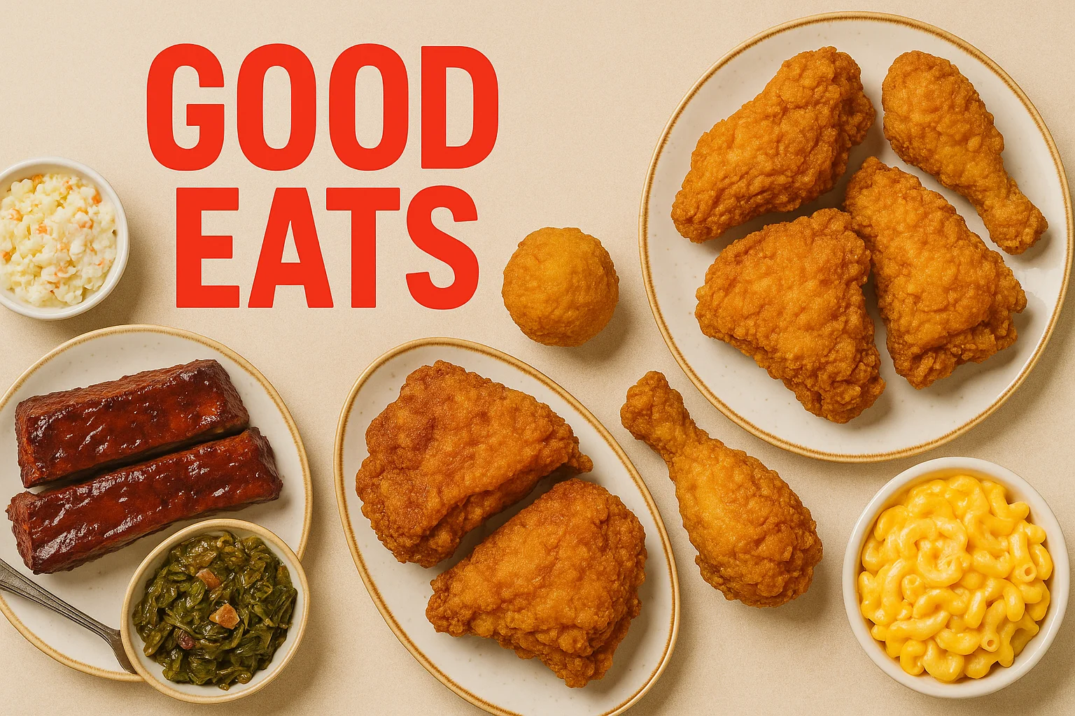 Southern fried chicken platter with sides