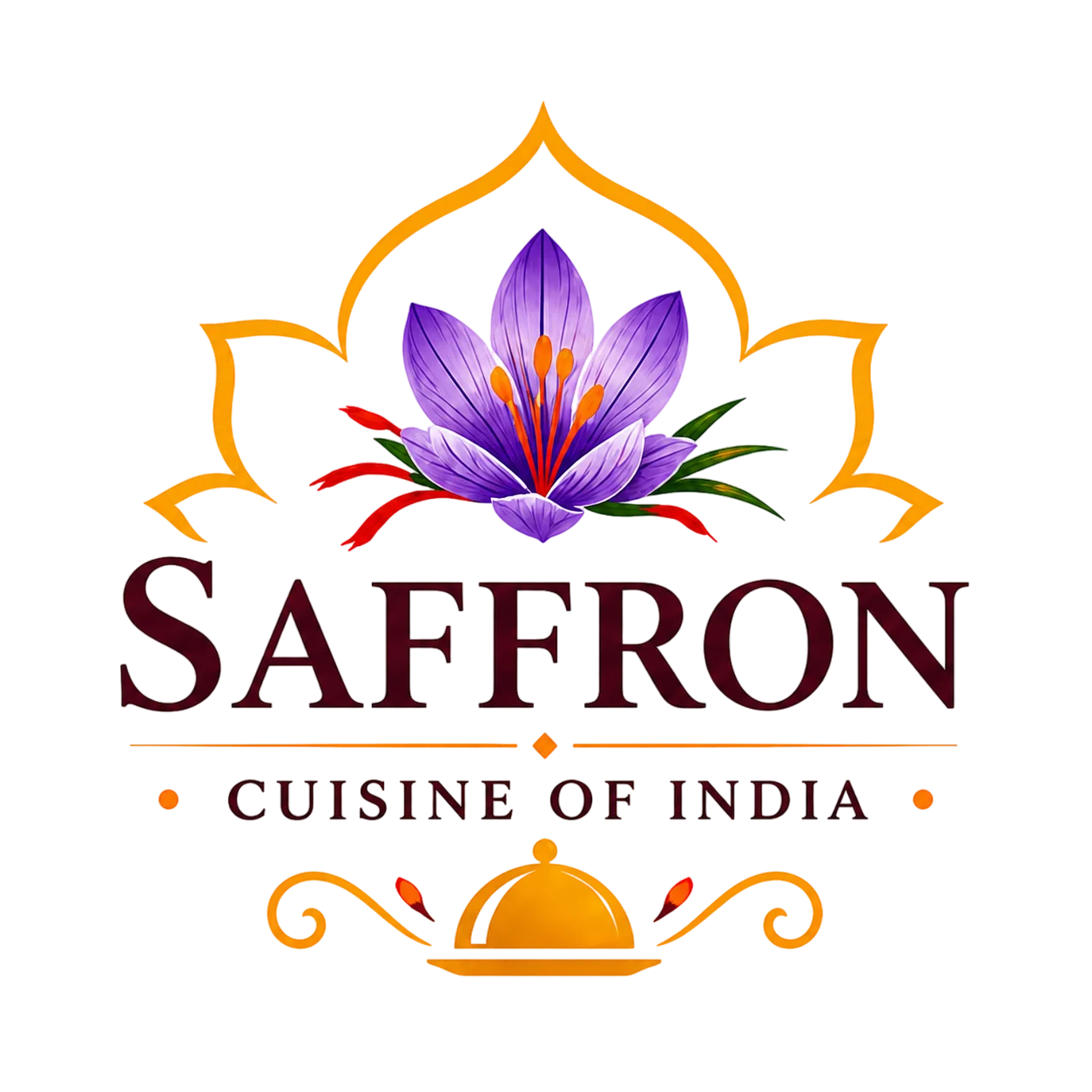 Logo of Saffron Cuisine of India featuring a saffron flower