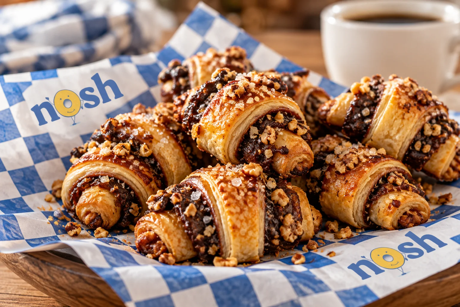 Fresh New York rugelach pastries with sweet fillings, a classic Jewish bakery treat available in Hilton Head and Bluffton.