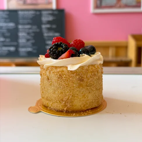 Delicious berry shortcake with whipped cream