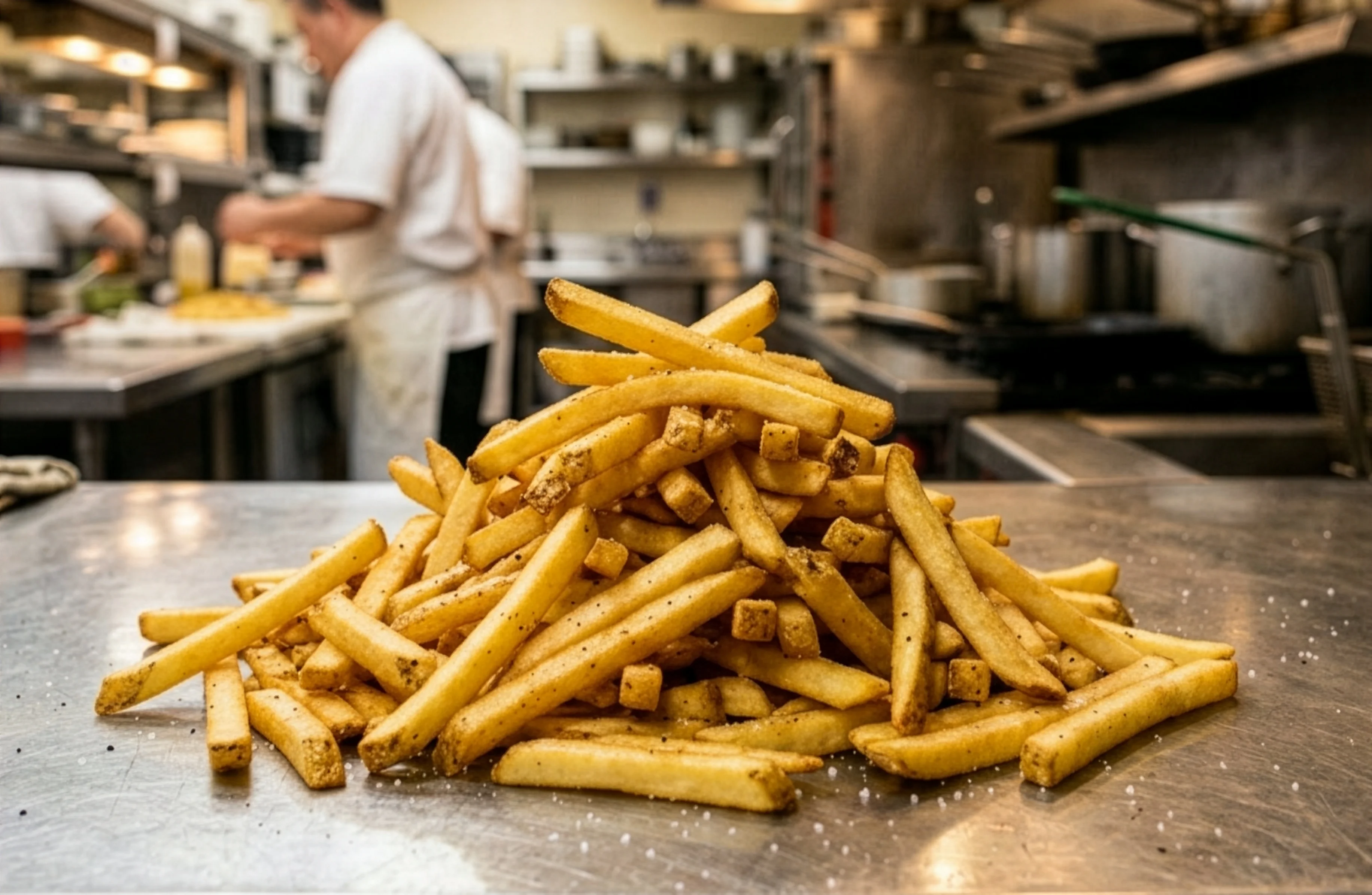 Crispy crinkle-cut fries served hot