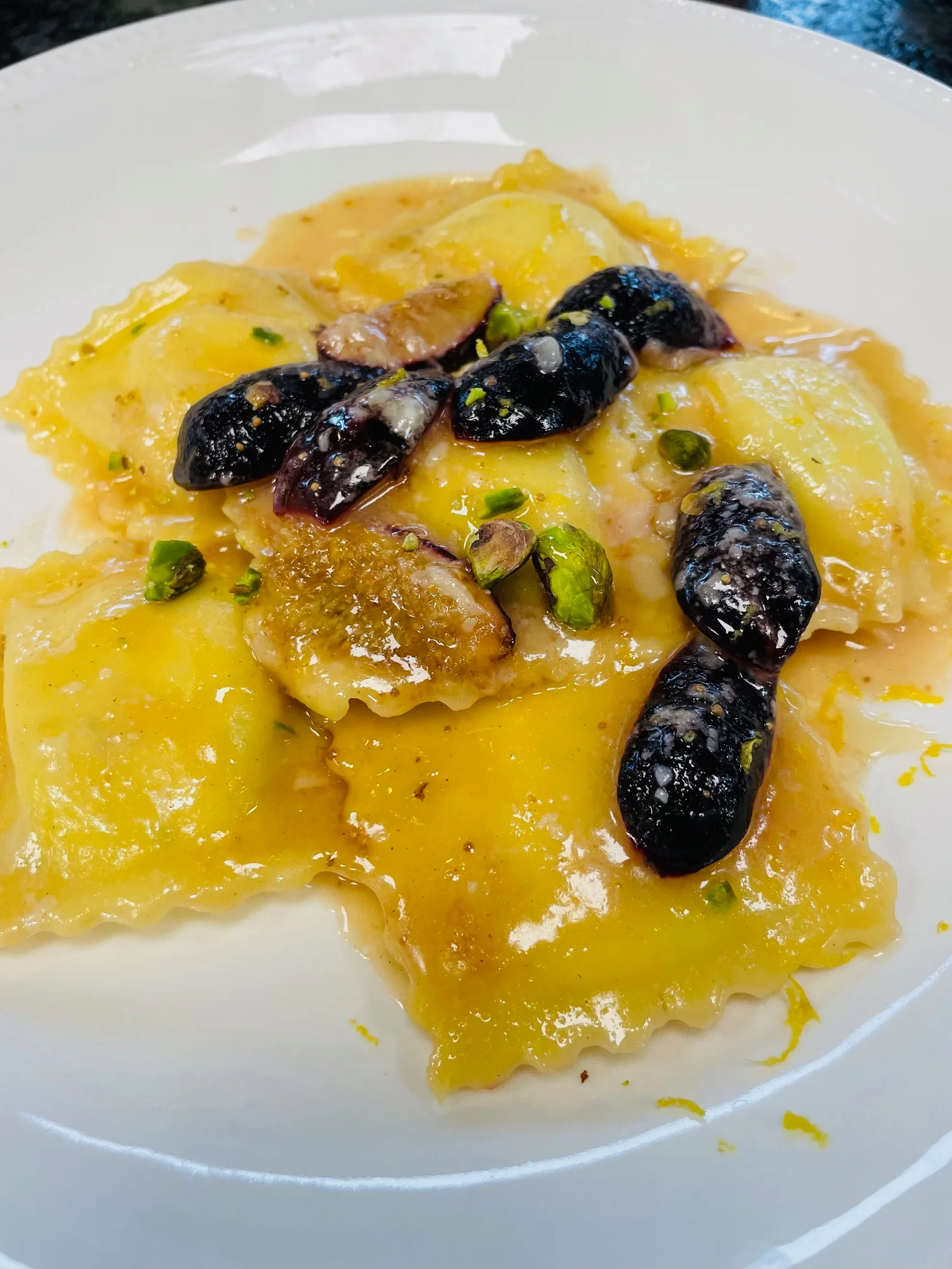 Homemade Italian ravioli with a rich sauce