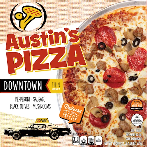 Thin crust pepperoni pizza from Austin's Pizza