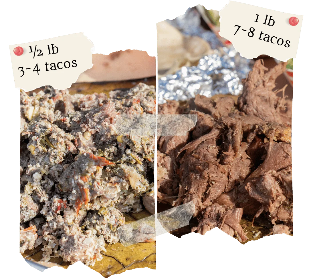Tacos with different meat portions for serving suggestions