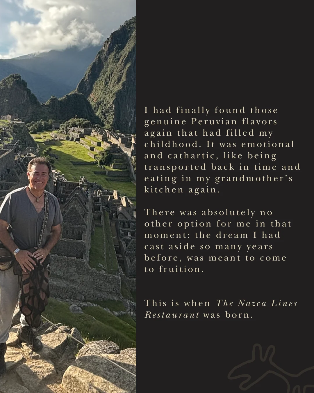 Childhood photo with grandmother in Peru, reflecting cultural heritage