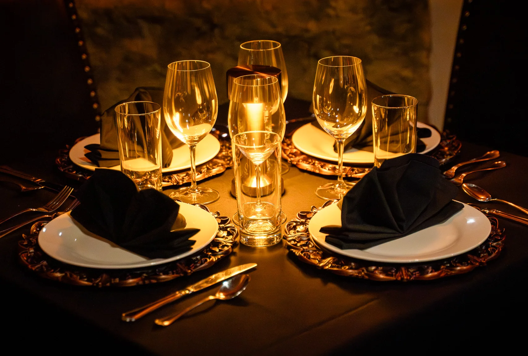 Dining table in Ember & Vine restaurant