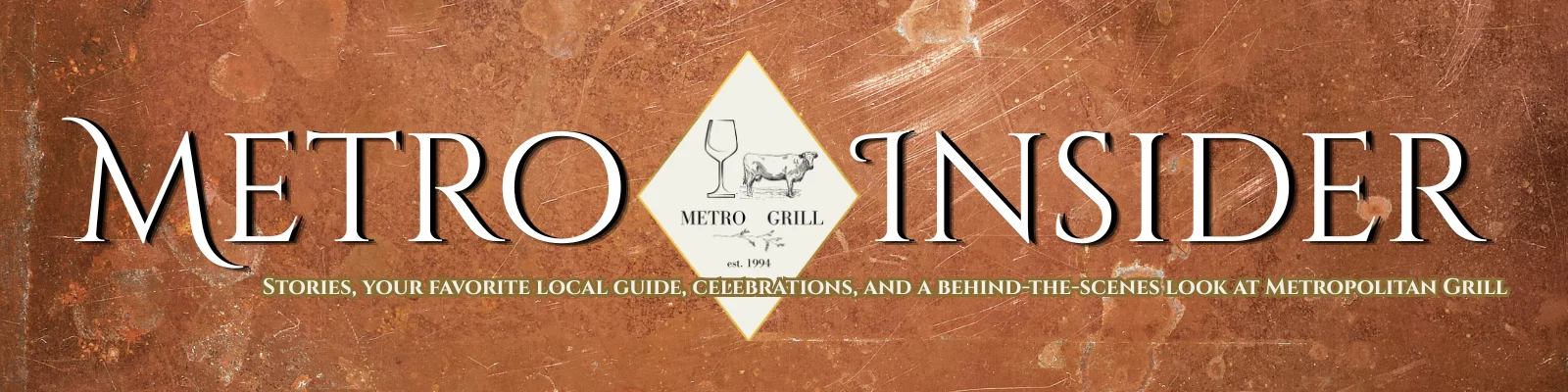 Metro Grill logo with rustic background and elegant typography