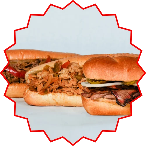 Classic deli sandwich with layers of meats and fresh toppings