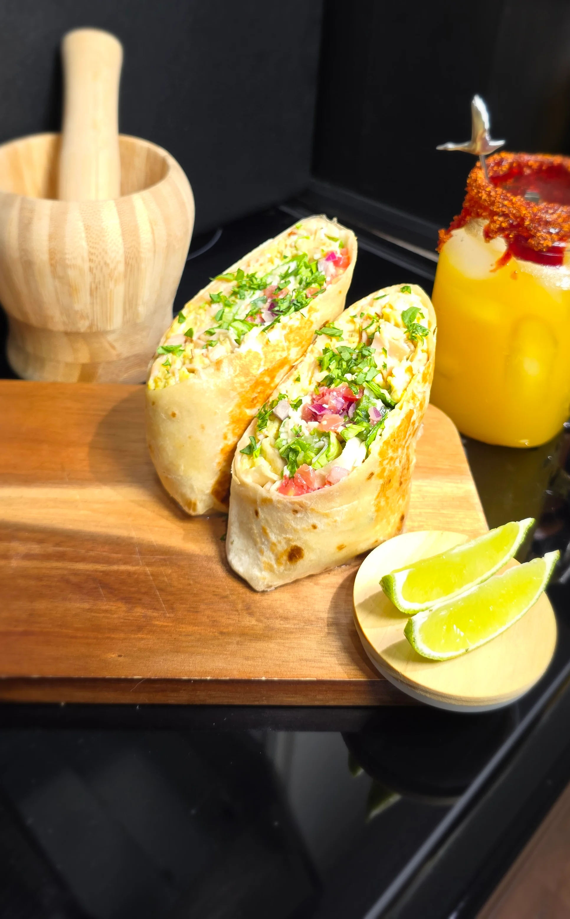 Delicious Mexican burrito with fresh toppings