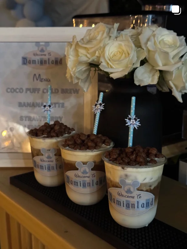 Coco Puff Cold Brew drinks at a themed café