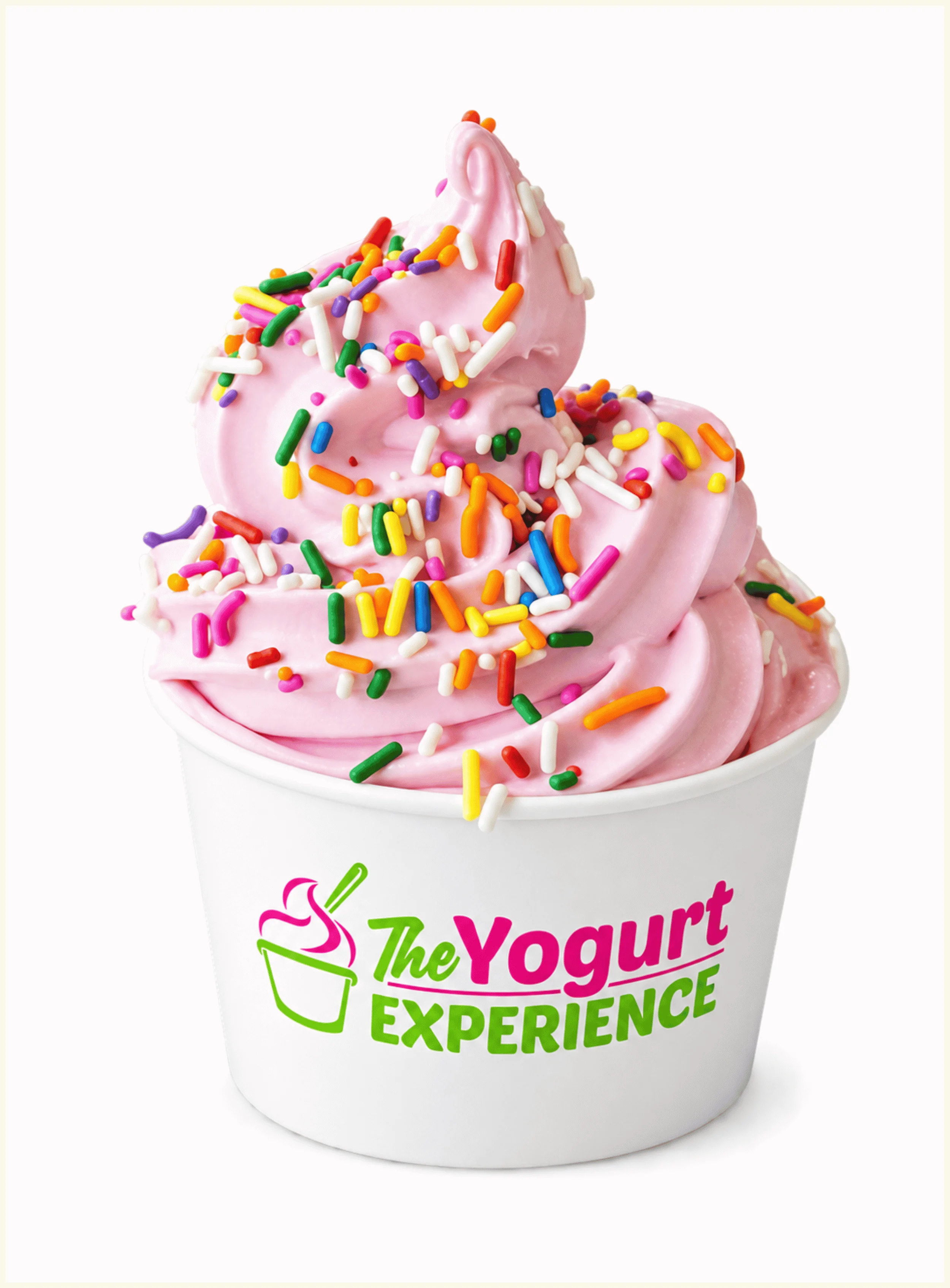 Delicious frozen yogurt topped with colorful sprinkles
