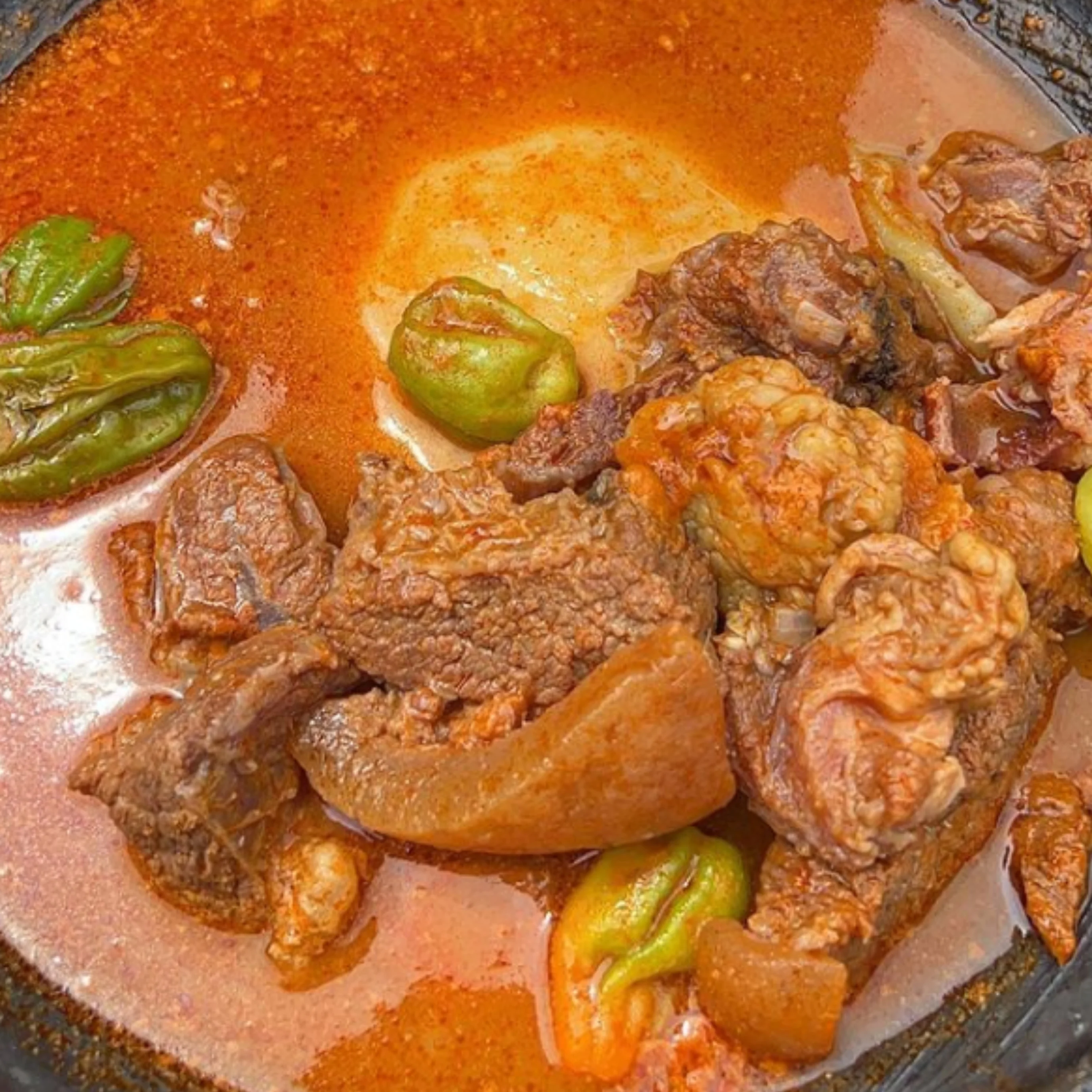Nigerian pepper soup with assorted meats